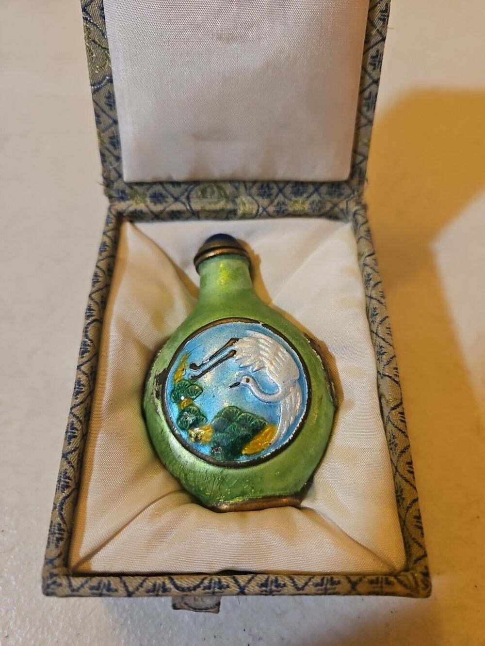 Antique Vintage Asian Style Painted Enamel Snuff Bottle